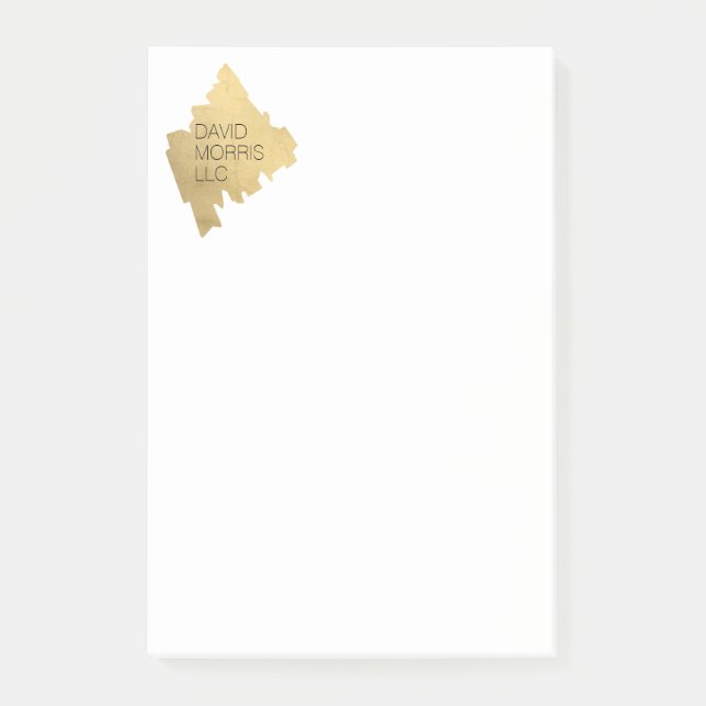 Luxe Abstract Gold Brushstroke Logo on White Post-it Notes (Front)