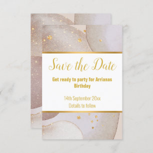 LUXE ABSTRACT MARBLE BUBBLE GOLD SAVE THE DATE RSVP CARD