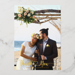 Luxe and Gold Thank You Wedding Cards - with Photo