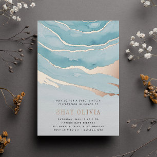 Luxe Aqua Marble Sweet Sixteen Birthday