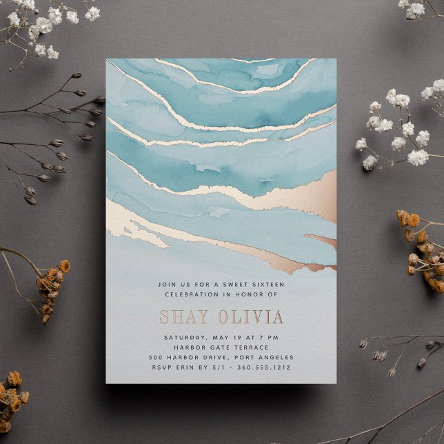 Luxe Aqua Marble Sweet Sixteen Birthday (Creator Uploaded)