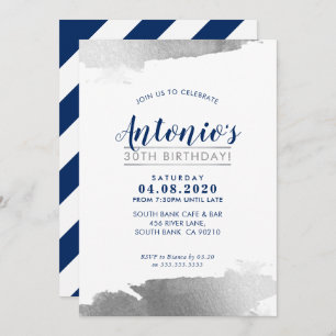 LUXE BIRTHDAY PARTY INVITE modern gilded silver