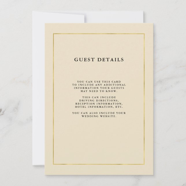 Luxe Bisque with Faux Gold | Guest Details Invitation (Front)
