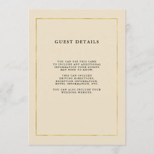 Luxe Bisque with Faux Gold   Guest Details Invitation