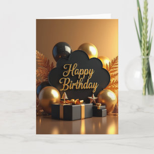 Luxe Black And Gold Birthday Card