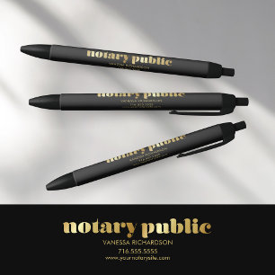 Luxe Black and Gold Business Promo Notary Public Ink Pen