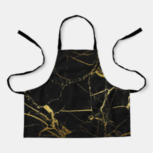 Luxe Black and Gold Marble Texture Apron