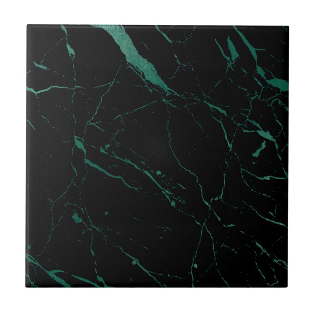 Luxe Black and Green Marble Ceramic Tile (Front)