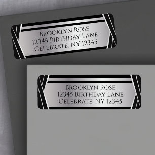 Luxe Black and Silver Modern Event Address Return Address Label