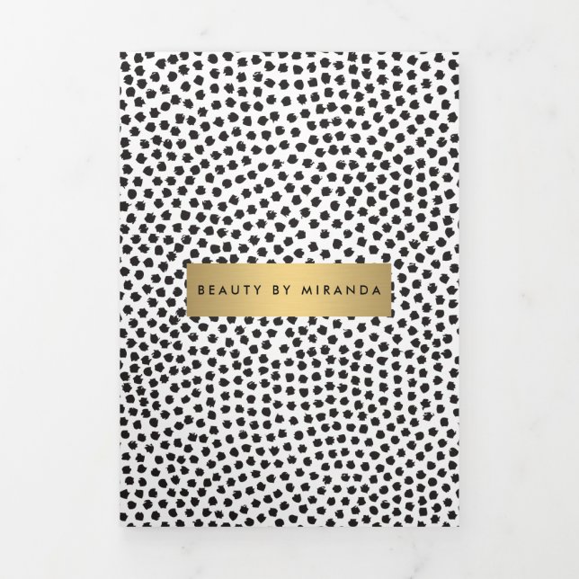 Luxe Black Confetti Dots with Gold Bar Brochure (Cover)