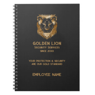 Luxe Black Gold Lion Business Logo Notebook
