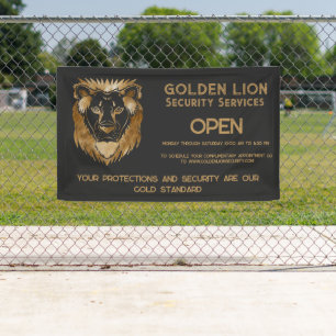 Luxe Black Gold Lion Business Logo Open Banner