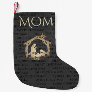 Luxe Black Gold Nativity Personalised Christmas Small Christmas Stocking