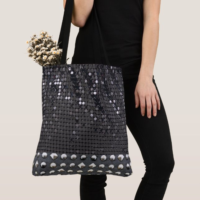 LUXE Black Sparkly  Tote Bag (Close Up)