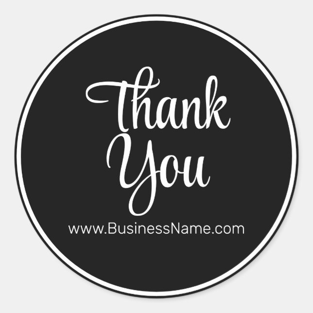 Luxe Black Thank You Packaging-Elegant and Stylish Classic Round Sticker (Front)
