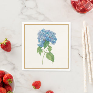 Luxe Blue Hydrangea Napkin — Elegant Botanical 