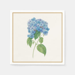 Luxe Blue Hydrangea Napkin — Elegant Botanical 