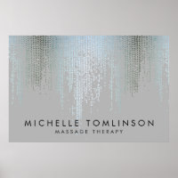 Luxe Blue Silver Confetti Rain Pattern