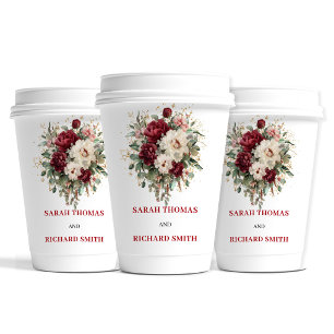 Luxe Blush Burgundy Gold Wedding Paper Cups
