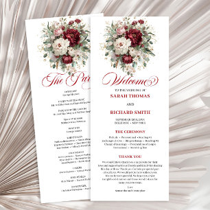 Luxe Blush Burgundy Gold Wedding Program