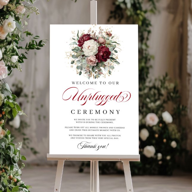 Luxe Blush Burgundy Unplugged Ceremony Poster (Luxe Blush Burgundy Unplugged Ceremony Poster)