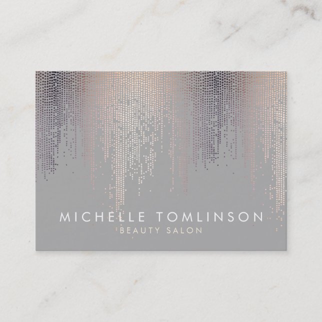 Luxe Blush Confetti Rain Pattern Grey Business Card (Front)