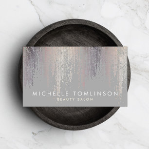 Luxe Blush Confetti Rain Pattern Grey Business Card