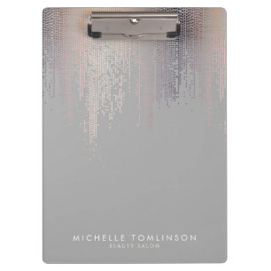 Luxe Blush Confetti Rain Pattern Grey Clipboard