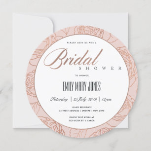 LUXE BLUSH PINK ROSE GOLD FLORAL BRIDAL SHOWER INVITATION