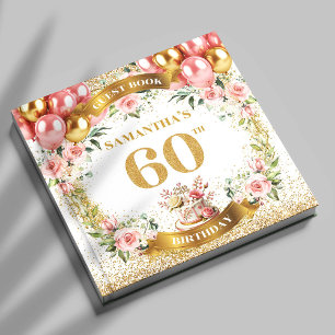 Luxe Boho 60th Birthday Guest Book Glitter Touch