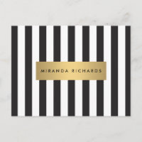 Luxe Bold Black and White Stripes with Gold Bar