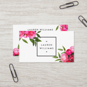Luxe Bold Watercolor Roses Business Card