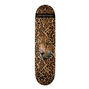 Luxe Brown Leopard Fur Exotic Wild Cat Camouflage Skateboard