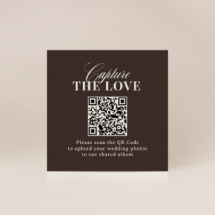 Luxe Brown   QR Code Wedding Capture the Love Enclosure Card