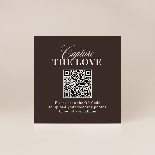 Luxe Brown | QR Code Wedding Capture the Love Enclosure Card (Creator Uploaded)