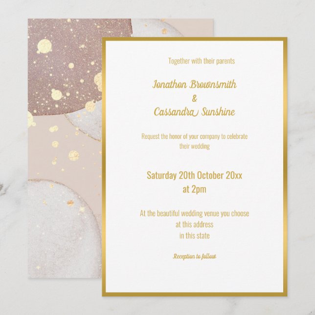 LUXE BUBBLE WATERCOLOR WEDDING INVITATION (Front/Back)