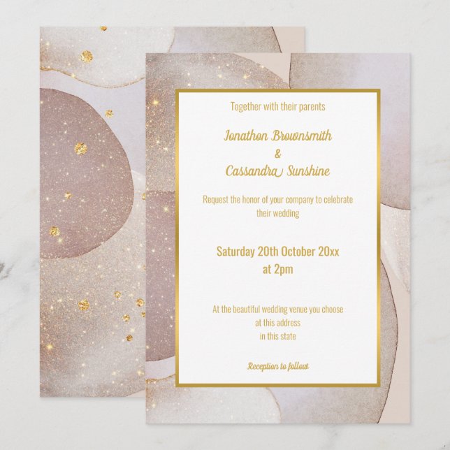LUXE BUBBLES WEDDING INVITATION (Front/Back)