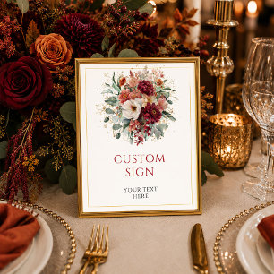Luxe Burgundy Gold Eucalyptus Fall custom tabletop Poster