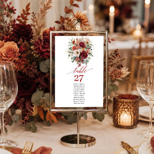 Luxe Burgundy Gold Eucalyptus Fall table number si