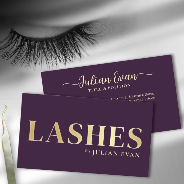 Luxe Burgundy Gold Lash Technician Business Card (Creator Uploaded)