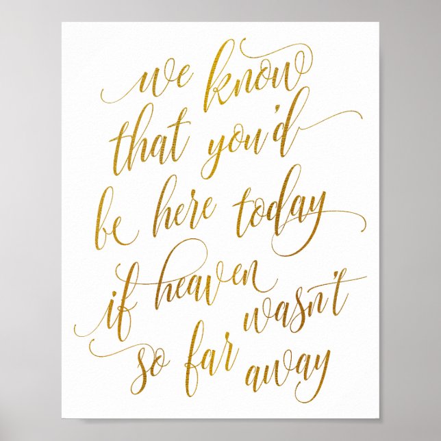 Luxe Calligraphy In Memory Sign (Faux Foil) (Front)