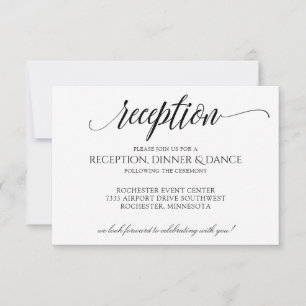 Luxe Calligraphy-Typography Reception Card Black