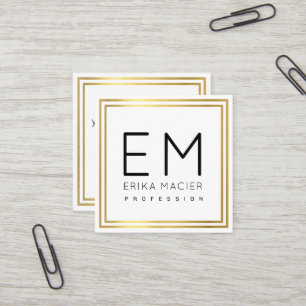 Luxe Chic Modern White Pro Square Business Card