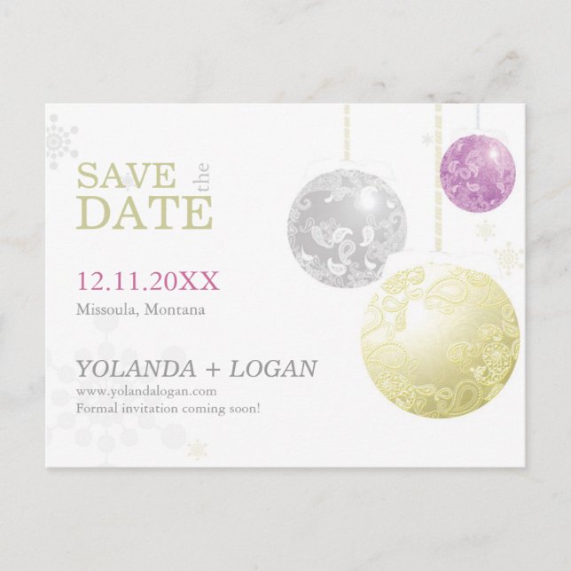 Luxe Christmas Wedding Save the Date Announcement Postcard (Front)