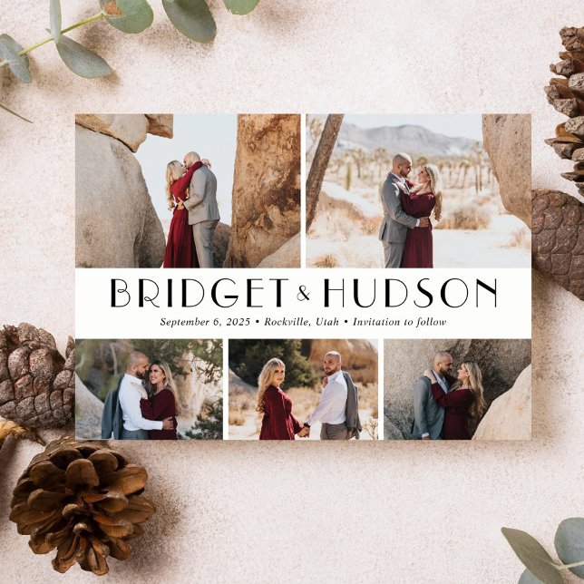 Luxe Collage Editable Colour Save The Date Card (Creator Uploaded)