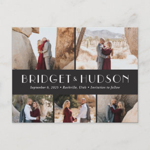 Luxe Collage Editable Colour Save The Date Postcar Postcard