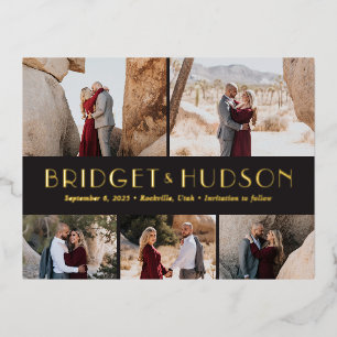 Luxe Collage FOIL Save The Date Postcard