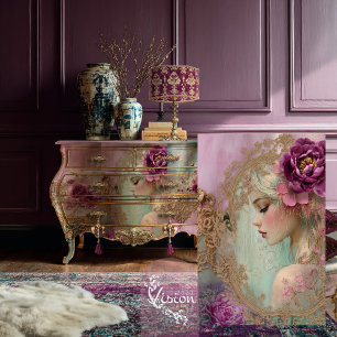 Luxe Collage, Mix Media Portrait Floral Tissue Paper