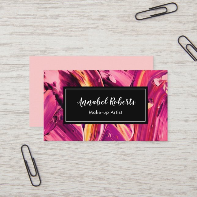 Luxe colourful Paint Swirl business card (Front/Back In Situ)