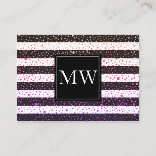 Luxe Colourful Spots Monogram Black White Stripes Business Card